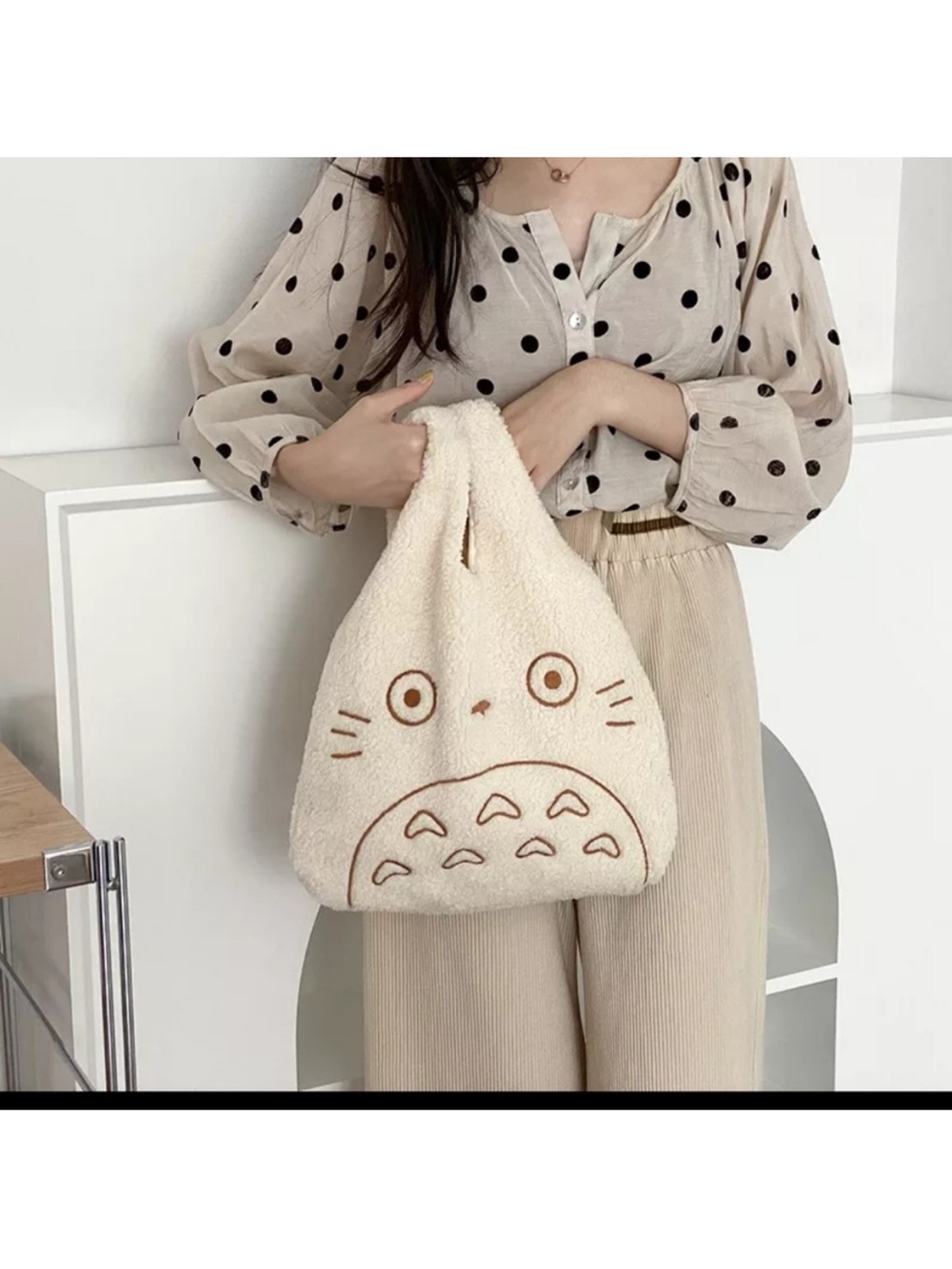 My Neighbor Totoro Studio Ghibli Sherpa Fluffy Tote Bag - Picture 2 of 6